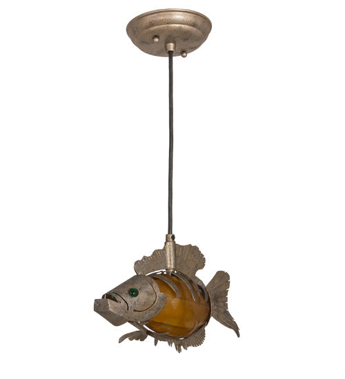 Meyda Lighting Tiervis 12" Corinth Island Pendant Light With Amber Shade Glass