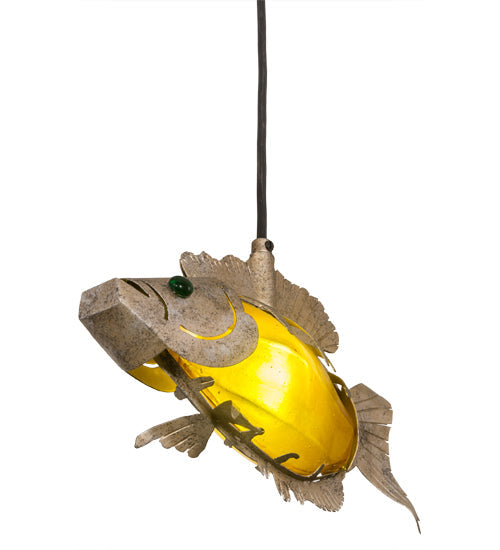 Meyda Lighting Tiervis 12" Corinth Island Pendant Light With Amber Shade Glass