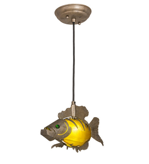 Meyda Lighting Tiervis 12" Corinth Island Pendant Light With Amber Shade Glass