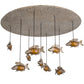 Meyda Lighting Tiervis 56" 9-Light Cascading Pendant Light With Amber Fused Shade Glass