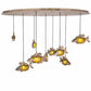 Meyda Lighting Tiervis 56" 9-Light Cascading Pendant Light With Amber Fused Shade Glass