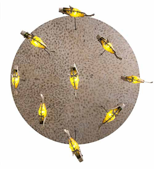 Meyda Lighting Tiervis 56" 9-Light Cascading Pendant Light With Amber Fused Shade Glass