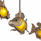 Meyda Lighting Tiervis 56" 9-Light Cascading Pendant Light With Amber Fused Shade Glass