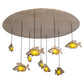 Meyda Lighting Tiervis 56" 9-Light Cascading Pendant Light With Amber Fused Shade Glass
