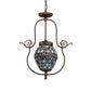 Meyda Lighting Tiffany 17" Mahogany Bronze Belted Turtleback Pendant Light With Multi-Colored Shade Glass