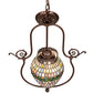 Meyda Lighting Tiffany 17" Mahogany Bronze Belted Turtleback Pendant Light With Multi-Colored Shade Glass