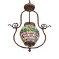 Meyda Lighting Tiffany 17" Mahogany Bronze Belted Turtleback Pendant Light With Multi-Colored Shade Glass