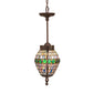 Meyda Lighting Tiffany 17" Mahogany Bronze Belted Turtleback Pendant Light With Multi-Colored Shade Glass
