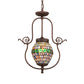 Meyda Lighting Tiffany 17" Mahogany Bronze Belted Turtleback Pendant Light With Multi-Colored Shade Glass