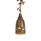 Meyda Lighting Tiffany Acorn 5" Antique Copper Mini Pendant Light With Amber & Green Shade Glass