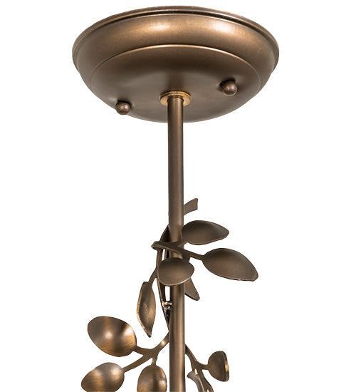 Meyda Lighting Tiffany Acorn 5" Antique Copper Mini Pendant Light With Amber & Green Shade Glass