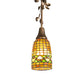 Meyda Lighting Tiffany Acorn 5" Antique Copper Mini Pendant Light With Amber & Green Shade Glass