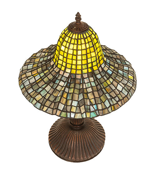 Meyda Lighting Tiffany Bell 22" Mahogany Bronze Table Lamp With Multi-Colored Shade Glass