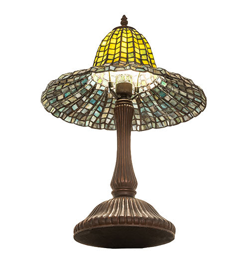 Meyda Lighting Tiffany Bell 22" Mahogany Bronze Table Lamp With Multi-Colored Shade Glass