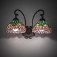Meyda Lighting Tiffany Cabbage Rose 12" 2-Light Mahogany Bronze Wall Sconce With Multi-Colored Shade Glass