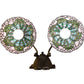 Meyda Lighting Tiffany Cabbage Rose 12" 2-Light Mahogany Bronze Wall Sconce With Multi-Colored Shade Glass