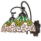 Meyda Lighting Tiffany Cabbage Rose 12" 2-Light Mahogany Bronze Wall Sconce With Multi-Colored Shade Glass