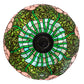 Meyda Lighting Tiffany Cabbage Rose 22" 3-Light Mahogany Bronze Inverted Pendant Light With Pink & Green Shade Glass
