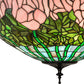 Meyda Lighting Tiffany Cabbage Rose 22" 3-Light Mahogany Bronze Inverted Pendant Light With Pink & Green Shade Glass