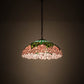 Meyda Lighting Tiffany Cabbage Rose 22" 3-Light Mahogany Bronze Pendant Light With Multi-Colored Shade Glass