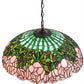 Meyda Lighting Tiffany Cabbage Rose 22" 3-Light Mahogany Bronze Pendant Light With Multi-Colored Shade Glass