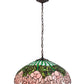Meyda Lighting Tiffany Cabbage Rose 22" 3-Light Mahogany Bronze Pendant Light With Multi-Colored Shade Glass