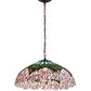 Meyda Lighting Tiffany Cabbage Rose 22" 3-Light Mahogany Bronze Pendant Light With Multi-Colored Shade Glass