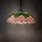 Meyda Lighting Tiffany Cabbage Rose 22" 3-Light Mahogany Bronze Pendant Light With Pink & Green Shade Glass
