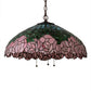 Meyda Lighting Tiffany Cabbage Rose 22" 3-Light Mahogany Bronze Pendant Light With Pink & Green Shade Glass