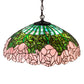 Meyda Lighting Tiffany Cabbage Rose 22" 3-Light Mahogany Bronze Pendant Light With Pink & Green Shade Glass