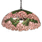 Meyda Lighting Tiffany Cabbage Rose 22" 3-Light Mahogany Bronze Pendant Light With Pink & Green Shade Glass