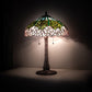 Meyda Lighting Tiffany Cabbage Rose 22" 3-Light Mahogany Bronze Table Lamp With Pink & Green Stained Shade Glass