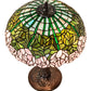 Meyda Lighting Tiffany Cabbage Rose 22" 3-Light Mahogany Bronze Table Lamp With Pink & Green Stained Shade Glass