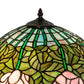 Meyda Lighting Tiffany Cabbage Rose 22" 3-Light Mahogany Bronze Table Lamp With Pink & Green Stained Shade Glass