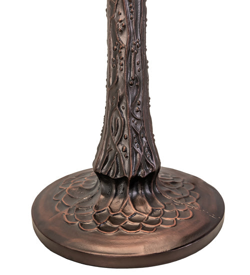 Meyda Lighting Tiffany Cabbage Rose 22" 3-Light Mahogany Bronze Table Lamp With Pink & Green Stained Shade Glass