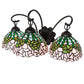 Meyda Lighting Tiffany Cabbage Rose 22" 3-Light Mahogany Bronze Wall Sconce With Multi-Colored Shade Glass
