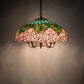 Meyda Lighting Tiffany Cabbage Rose 22" 9-Light Mahogany Bronze Pendant Light With Pink & Green Shade