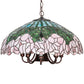 Meyda Lighting Tiffany Cabbage Rose 22" 9-Light Mahogany Bronze Pendant Light With Pink & Green Shade
