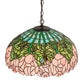 Meyda Lighting Tiffany Cabbage Rose 22" 9-Light Mahogany Bronze Pendant Light With Pink & Green Shade