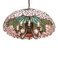 Meyda Lighting Tiffany Cabbage Rose 22" 9-Light Mahogany Bronze Pendant Light With Pink & Green Shade