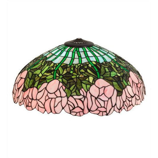 Meyda Lighting Tiffany Cabbage Rose 22" Pink & Green Shade Glass