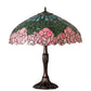 Meyda Lighting Tiffany Cabbage Rose 26" 3-Light Mahogany Bronze Table Lamp With Multi-Colored Shade Glass