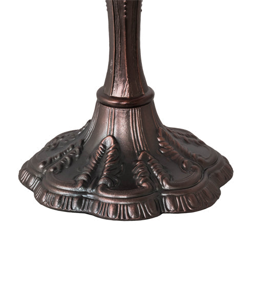 Meyda Lighting Tiffany Cabbage Rose 26" 3-Light Mahogany Bronze Table Lamp With Multi-Colored Shade Glass