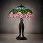 Meyda Lighting Tiffany Cabbage Rose 30" 3-Light Mahogany Bronze Table Lamp With Pink and Green Shade Glass