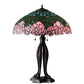 Meyda Lighting Tiffany Cabbage Rose 30" 3-Light Mahogany Bronze Table Lamp With Pink and Green Shade Glass