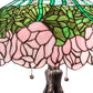 Meyda Lighting Tiffany Cabbage Rose 30" 3-Light Mahogany Bronze Table Lamp With Pink and Green Shade Glass