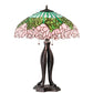 Meyda Lighting Tiffany Cabbage Rose 30" 3-Light Mahogany Bronze Table Lamp With Pink and Green Shade Glass