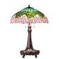 Meyda Lighting Tiffany Cabbage Rose 31" 3-Light Mahogany Bronze Table Lamp With Multi-Colored Shade Glass