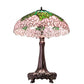 Meyda Lighting Tiffany Cabbage Rose 31" 3-Light Mahogany Bronze Table Lamp With Multi-Colored Shade Glass
