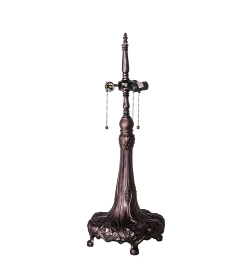 Meyda Lighting Tiffany Cabbage Rose 31" 3-Light Mahogany Bronze Table Lamp With Multi-Colored Shade Glass